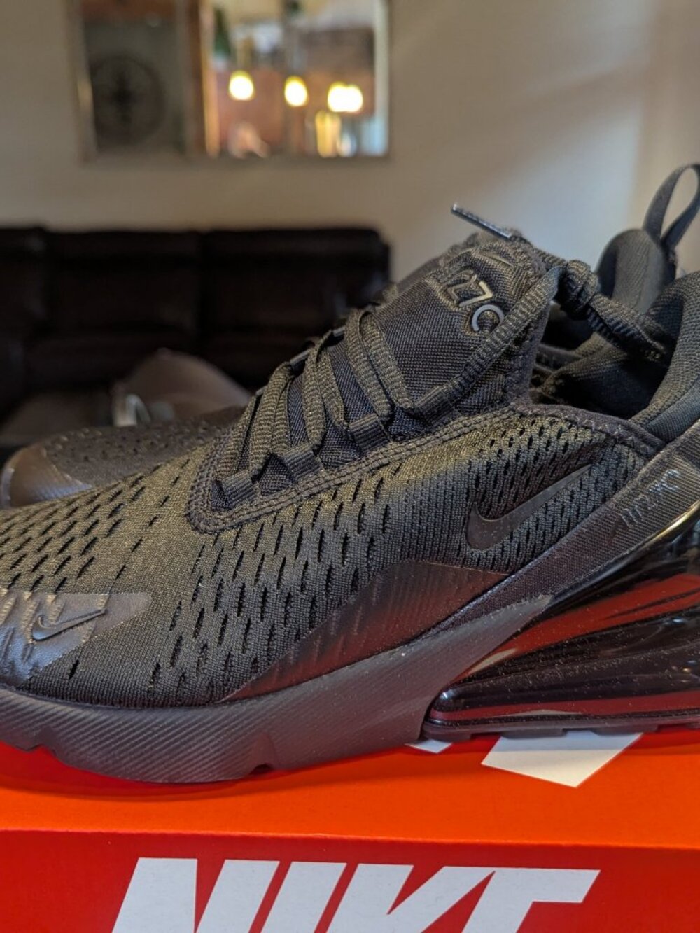 Nike Air Max 270 GS Triple Black Youth 7Y BQ5776-001 NIB